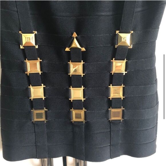 Herve Leger Black Top with Gold Accents XS - Picture 4 of 12